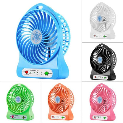 Mini Portable USB Rechargeable 3 Speed Fan With LED Torch Light