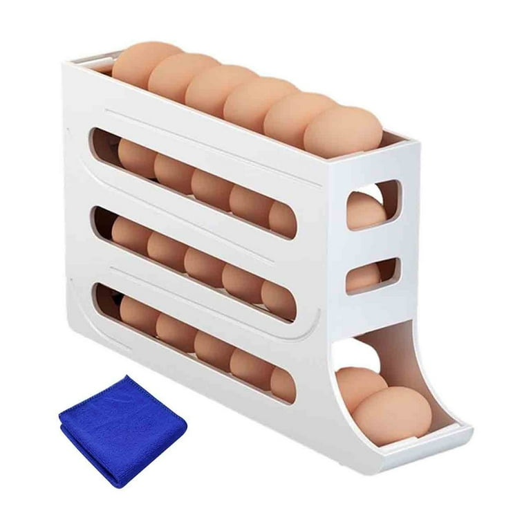 4 Layer Egg Dispenser Space Saving Rolling Egg Storage Box Organizer