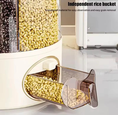 6 Grid Food Grain Storage Container 360° Rotating Cereal Container Dispenser