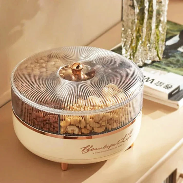 360 Rotatable 2 Layer Candy Nut Dry Fruit Storage Box Container