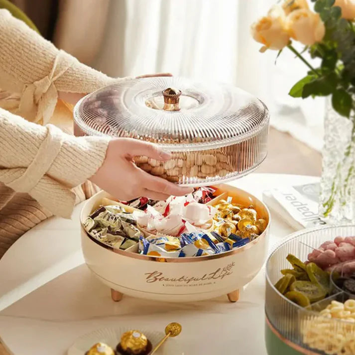 360 Rotatable 2 Layer Candy Nut Dry Fruit Storage Box Container