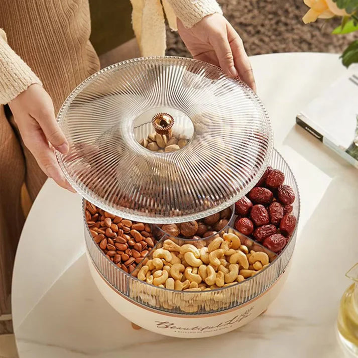 360 Rotatable 2 Layer Candy Nut Dry Fruit Storage Box Container
