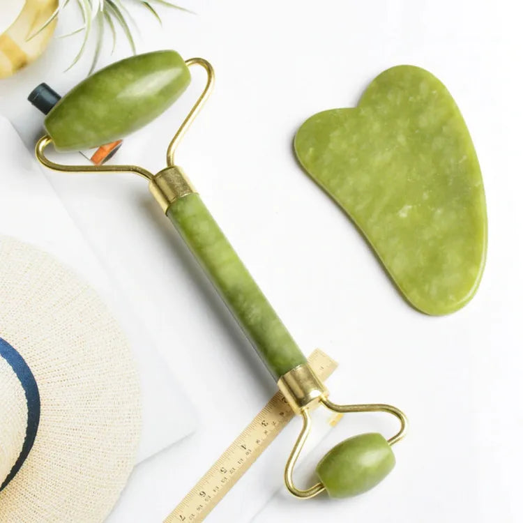 Jade Roller & Gua Sha Facial Massage Set