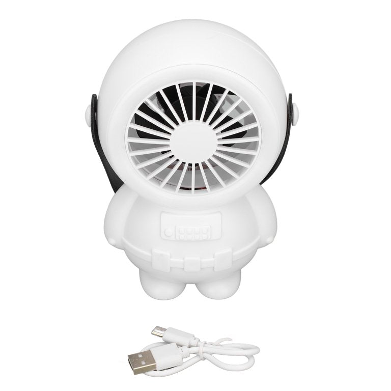 Mini Astronaut High Power USB Rechargeable Desktop Fan Big Size With Rainbow LED Light