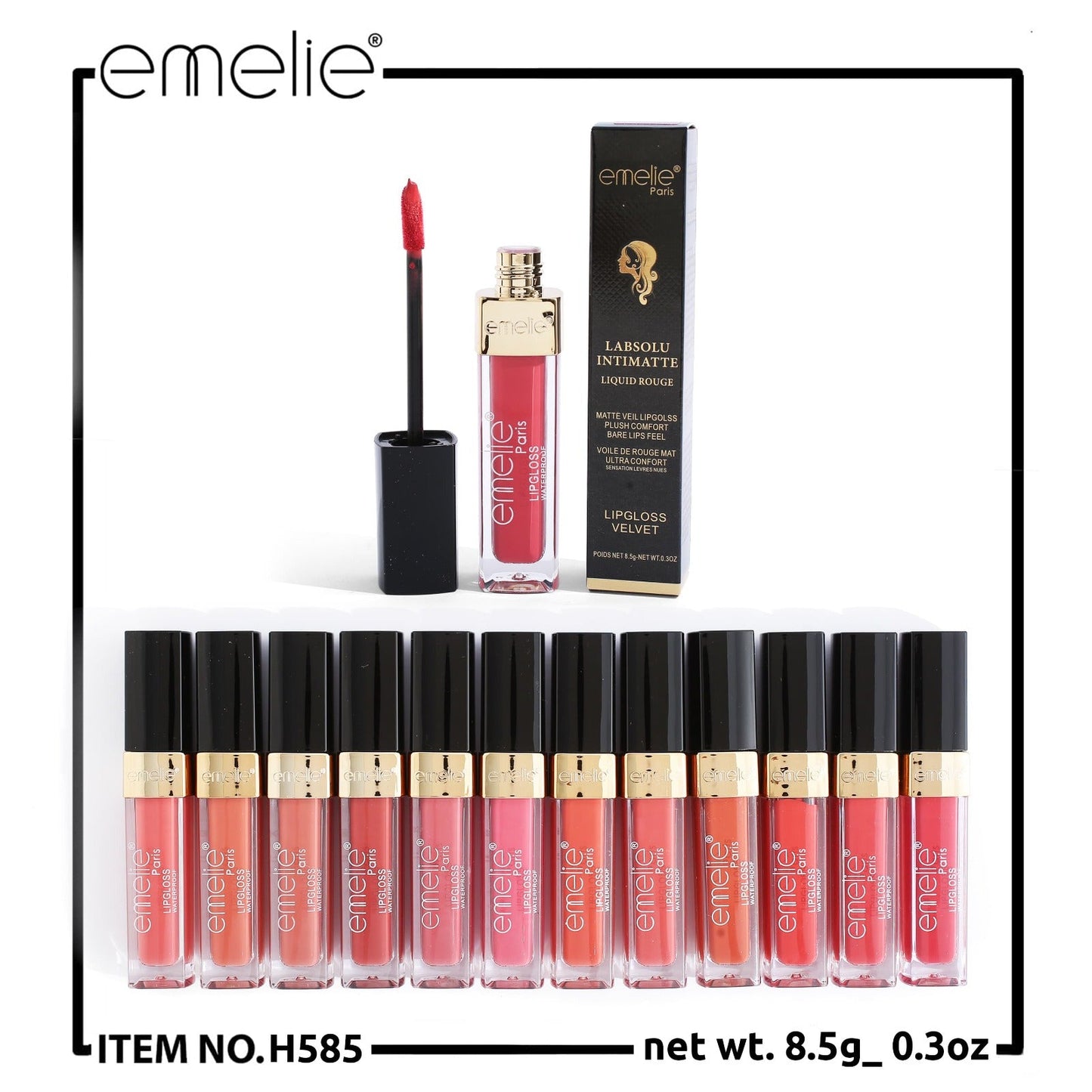 Emelie Lipgloss Waterproof 12Pcs Set