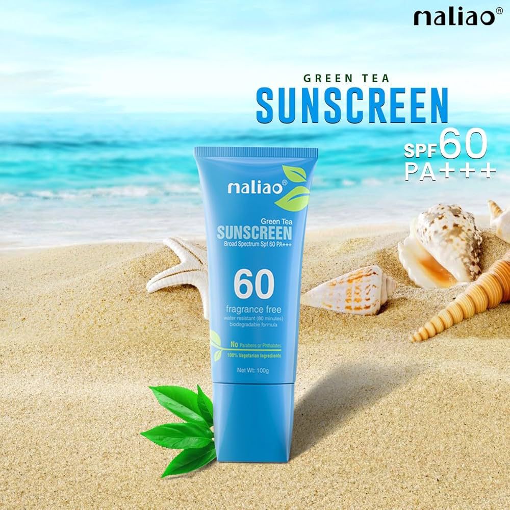 Maliao Green Tea Sunscreen | Broad Spectrum SPF 60 PA+++ | UVA & UVB Protection | Lightweight & Non-Greasy | Hydrating & Soothing Formula, 100g