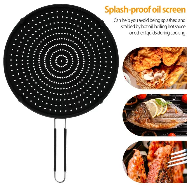 Multipurpose Silicone Splatter Splash Guard for Frying Pan Grease Shield Heat Resistant