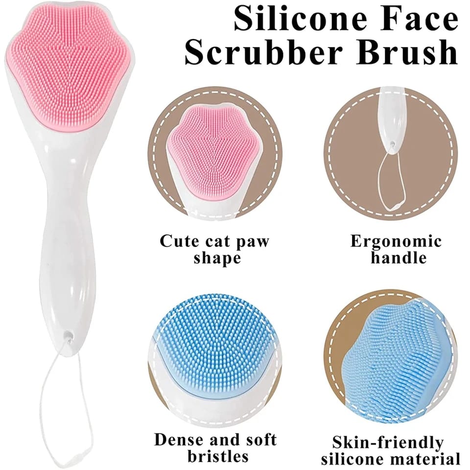 Cute Cat Claw Silicone Face Scrubber Brush Facial Deep Cleaning Brush Blackhead Pore Exfoliating Tool