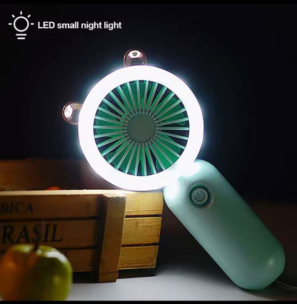 Portable Handheld Cute Mini USB Rechargeable Cooling Fan With Led Light