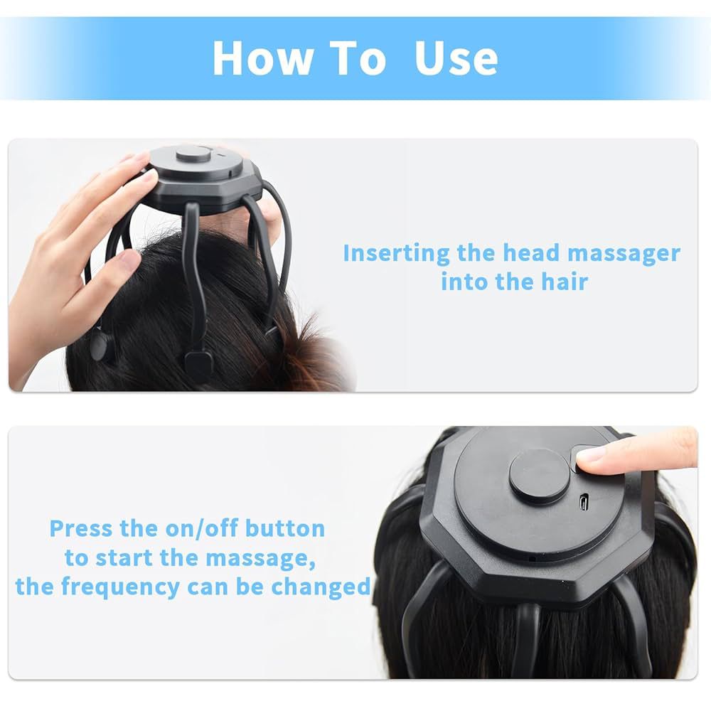 Octopus Electric Head Massager Head Scratcher Vibration Scalp Massage For Relax & Stress Relief Better Sleep