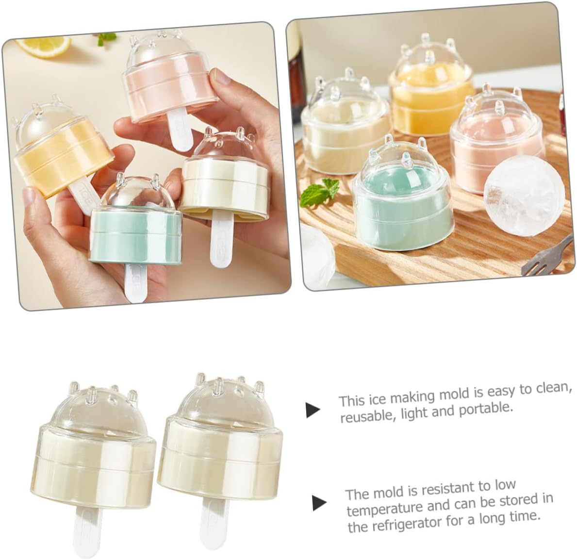 Popsicles Ice Ball Mold Easy Demolding Lollipop Ice Ball Making Mold Pack Of 4