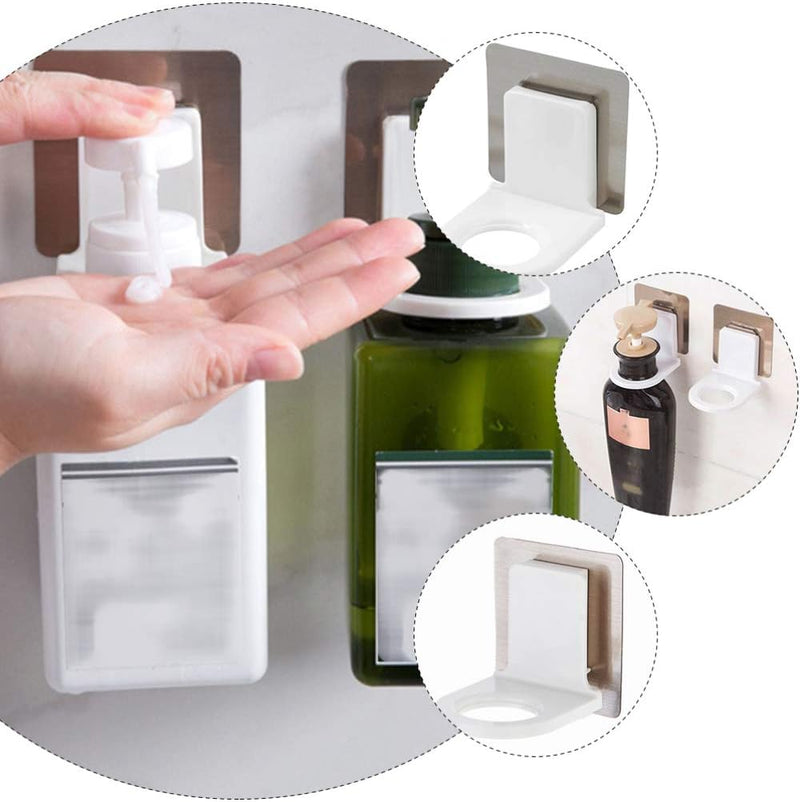 Multipurpose Self Adhesive Wall Mounted Shampoo Bottle Holder Shower Gel Bottle Rack Hook Pack of 2