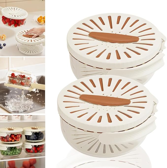 Multifunction 2in1 Food Colander With Handle Draining Bowl With Lid