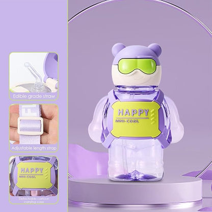 Cute Happy Mini Cool Water Bottle With Straw
