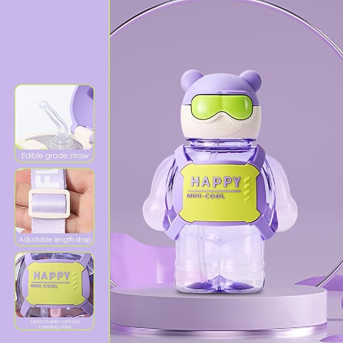 Cute Happy Mini Cool Water Bottle With Straw
