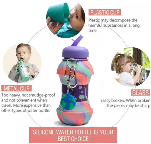 Silicone Folding Water Bottle Leakproof Collapsible