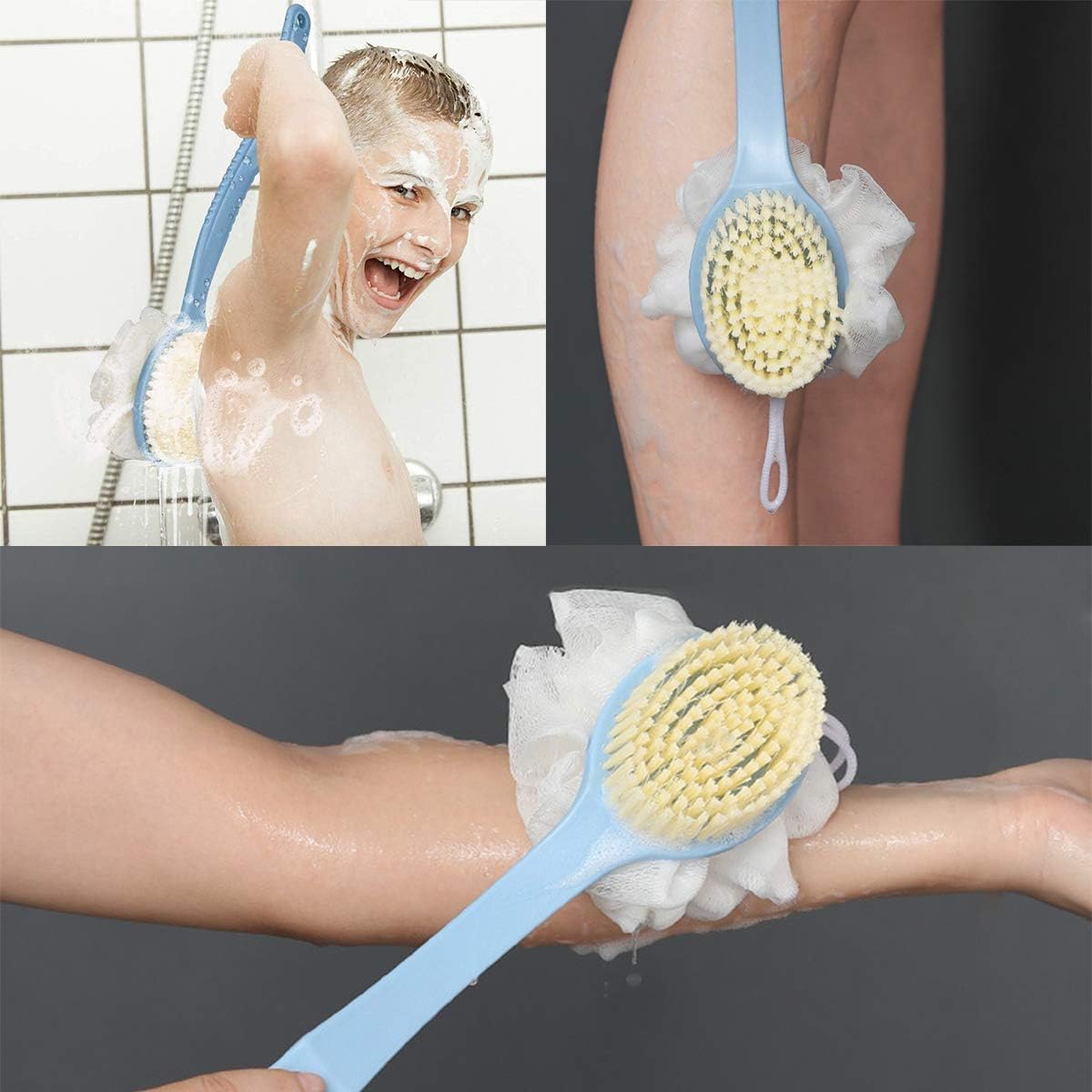 2in1 Bristles Scrubber With Long Handle Bath Brush