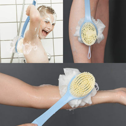 2in1 Bristles Scrubber With Long Handle Bath Brush