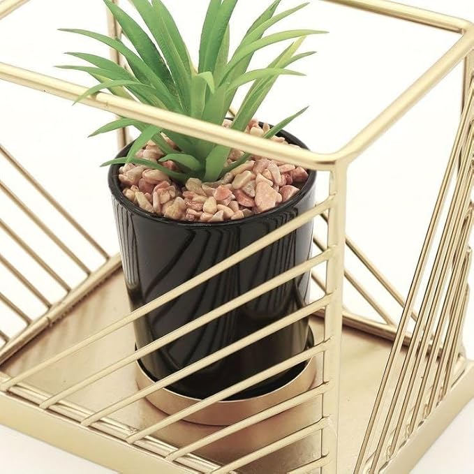 Gold Metallic Nordic Mini Artificial Cute Iron Planter Pot Greenery Potted Plant Holder Stand