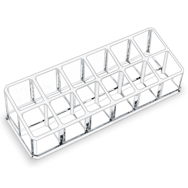 Cosmetic Make Up Clear Acrylic Lipstick Nail Paint Organizer with 12 Sections