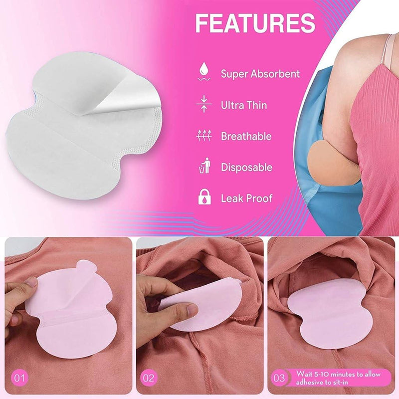 Sweat Pads Anti Allergic Anti Bacteria For Underarms Disposable Highly Absorbent Sweat Pad 6 Pair