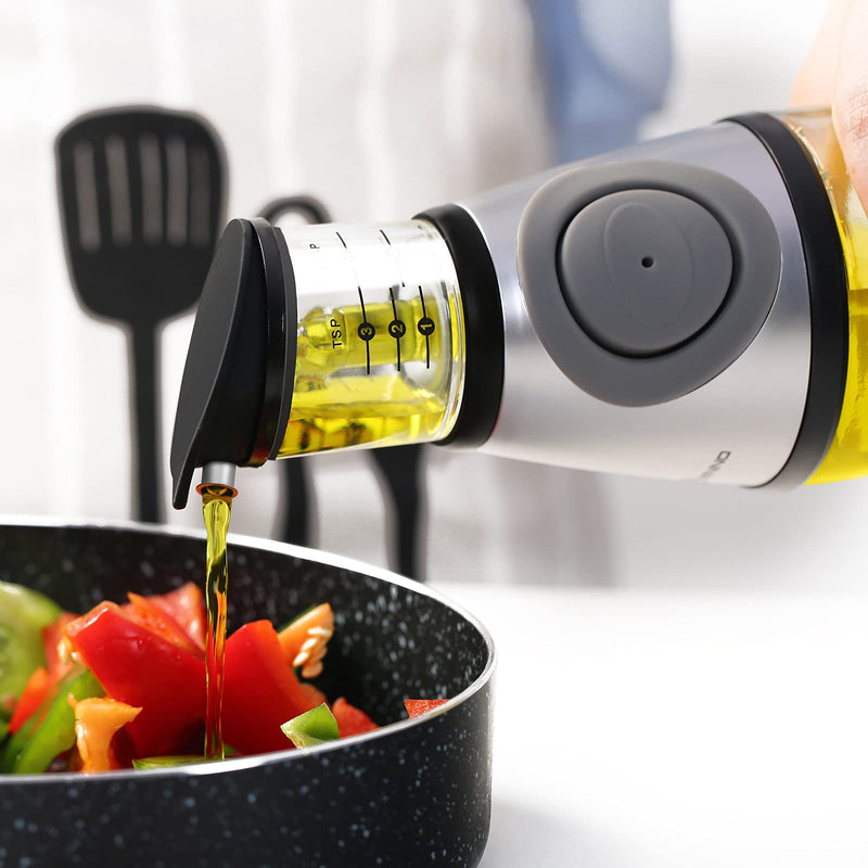 Press and Measure Oil & Vinegar Dispenser 500ml Capacity