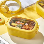 Portable Food Lunch Box Grid Design Heat Preservation Little Duck Stainless Steel Insulated 2 Compartment Lunch Box