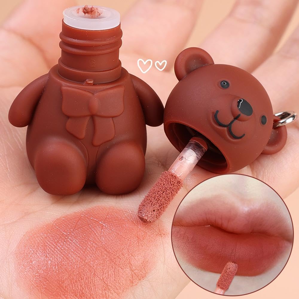 Mocoallure Korean Bear Key Chain Matte Lipgloss 6Pcs Set