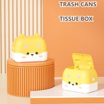 Cute Pet Dog Mini Trash Can Storage Box Double Press Trash Can with Lid