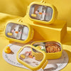 Portable Food Lunch Box Grid Design Heat Preservation Little Duck Stainless Steel Insulated 2 Compartment Lunch Box