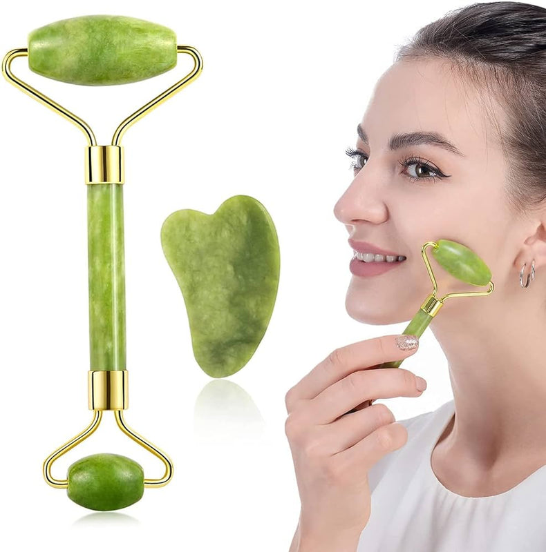 Jade Roller & Gua Sha Facial Massage Set