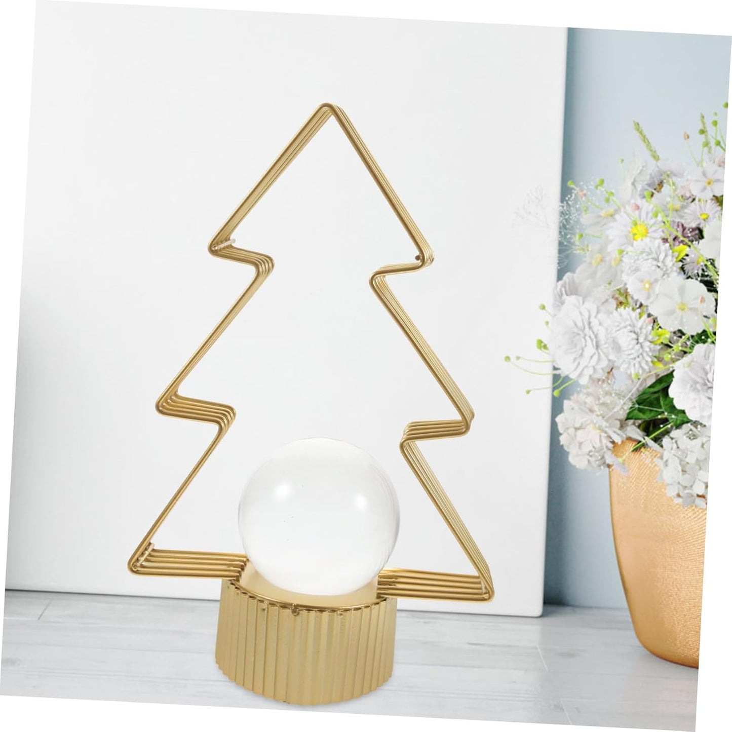 Luxury Christmas Tree Shape Metal Ornament With Crystal Ball Unique Design For Table Decor