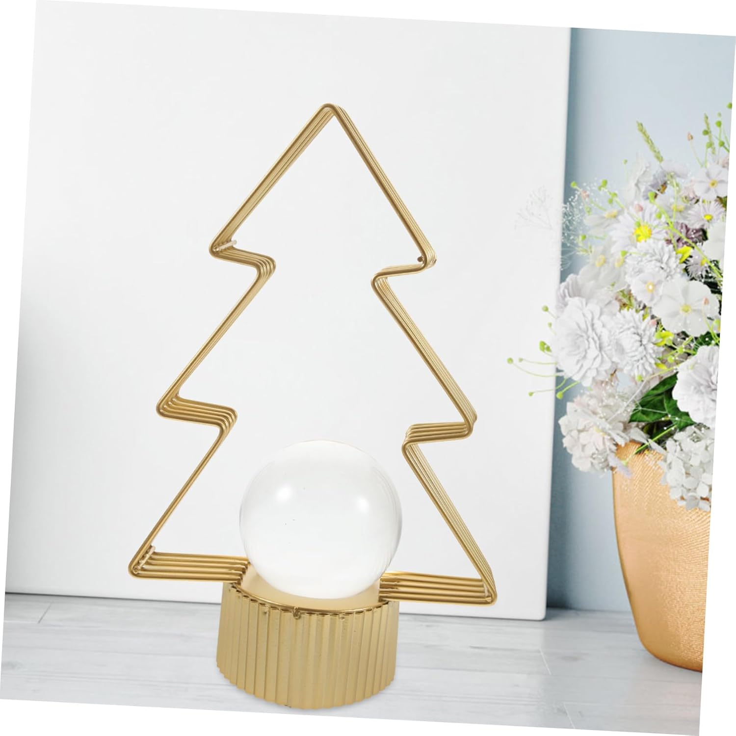 Luxury Christmas Tree Shape Metal Ornament With Crystal Ball Unique Design For Table Decor