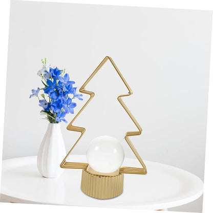 Luxury Christmas Tree Shape Metal Ornament With Crystal Ball Unique Design For Table Decor