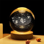 Galaxy Projector USB 3D Solar System Crystal Ball Lamp With Wooden Base Led Display Stand