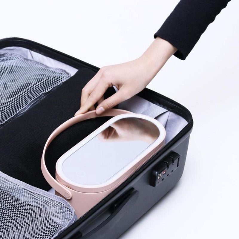 Travel Makeup Case Cosmetics Organizer With LED Light Mirror Cosmetic Box