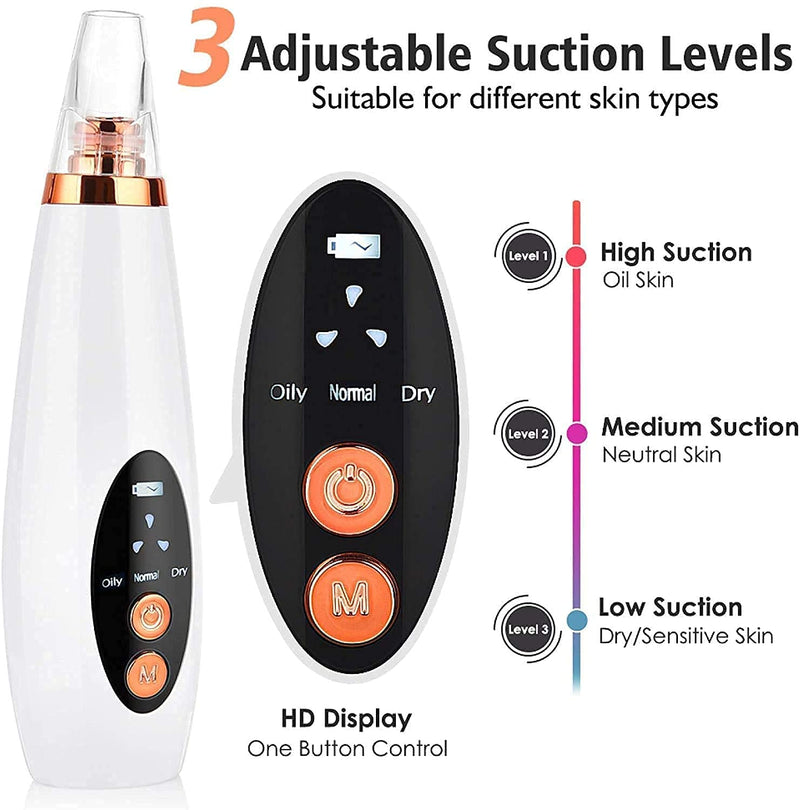 Multifunctional USB Rechargeable 6in1 Cleaning Blackhead Remover Device With Vacuum Suction Tool