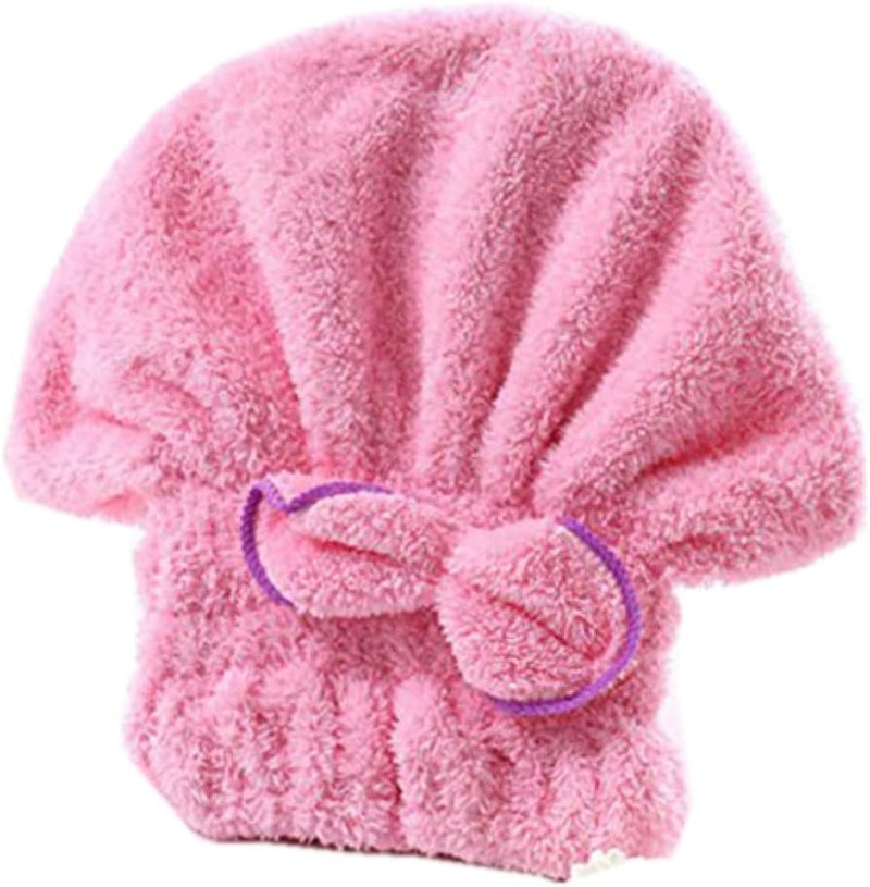 Hair Drying Hat Spa Towel Turban Cap Cute Bowknot Coral Velvet Micro-fiber