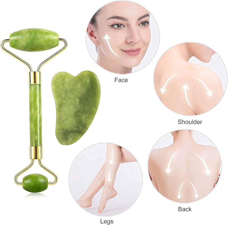 Jade Roller & Gua Sha Facial Massage Set