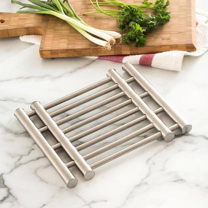 Stainless Steel Expandable Hot Pot Rack Stand for Kitchen Dinning Table