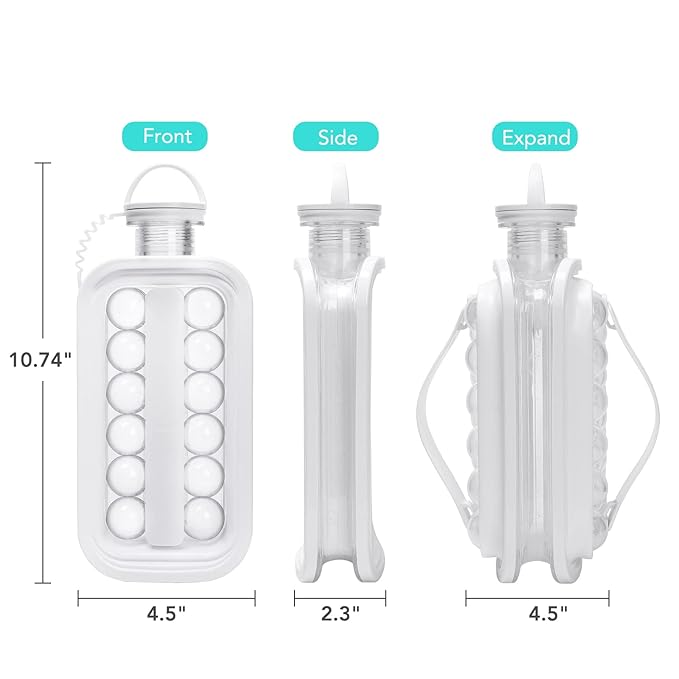 Portable 2in1 Ball Maker Ice Cube Maker & Water Bottle