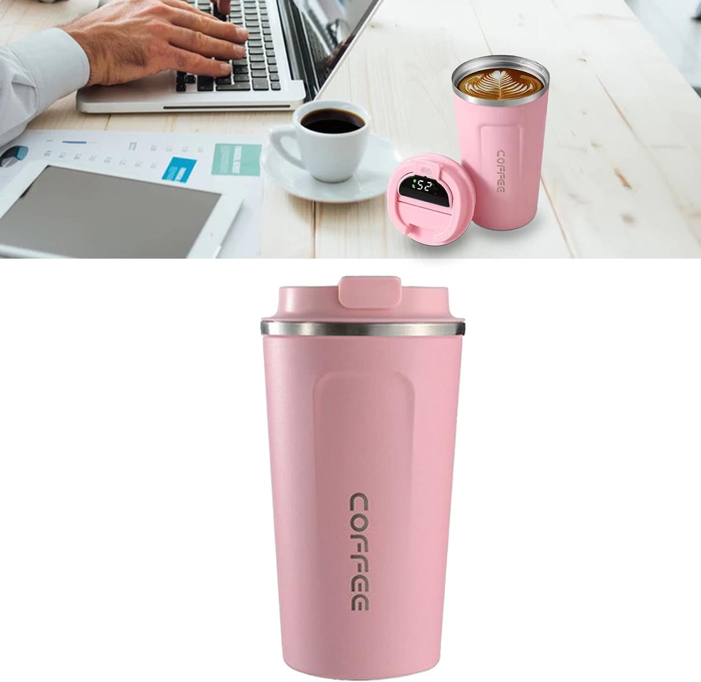 Double Stainless Steel Coffee Cup Vacuum Flask Leak-Proof Non-Slip Office Coffee Mug Car Travel Thermal Cup