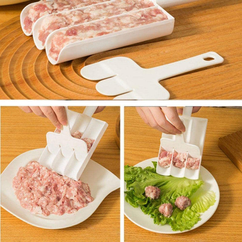 Meatball Maker With Scraper Handheld Manual 3 Slots DIY Mold