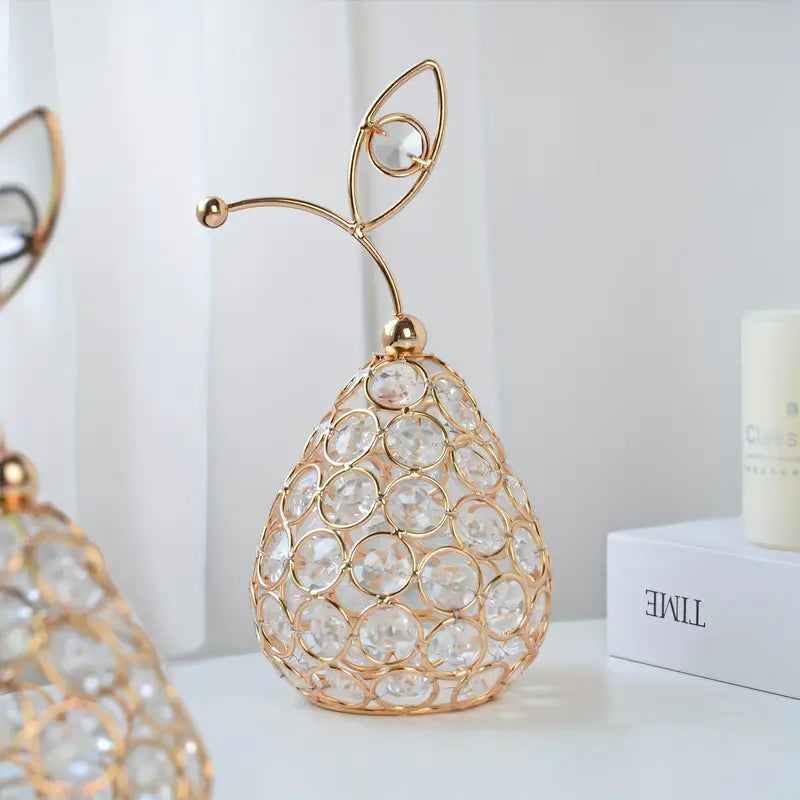 Gold Crystal Guava Ornament Artificial Fruit Figurine Tabletop Centerpiece For Home Decor