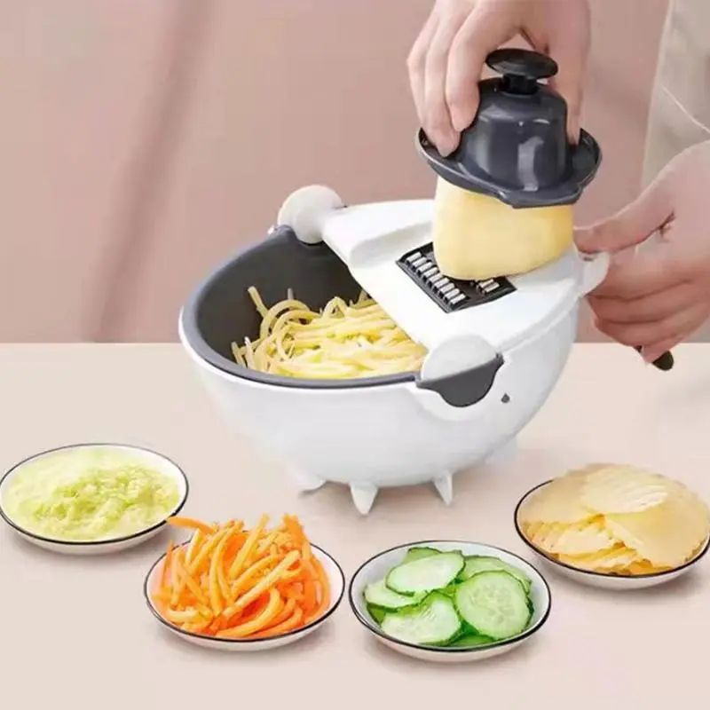 Multifunctional 9in1 Vegetable Cutter With Drain Basket