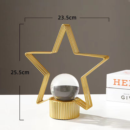 Luxury Star Shape Metal Ornament With Crystal Ball Unique Design For Table Decor