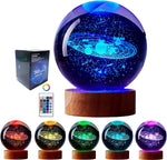 Galaxy Projector USB 3D Solar System Crystal Ball Lamp With Wooden Base Led Display Stand