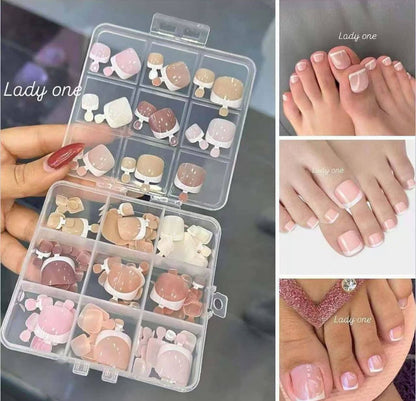 Nude French Look Stick-On Toe Nails