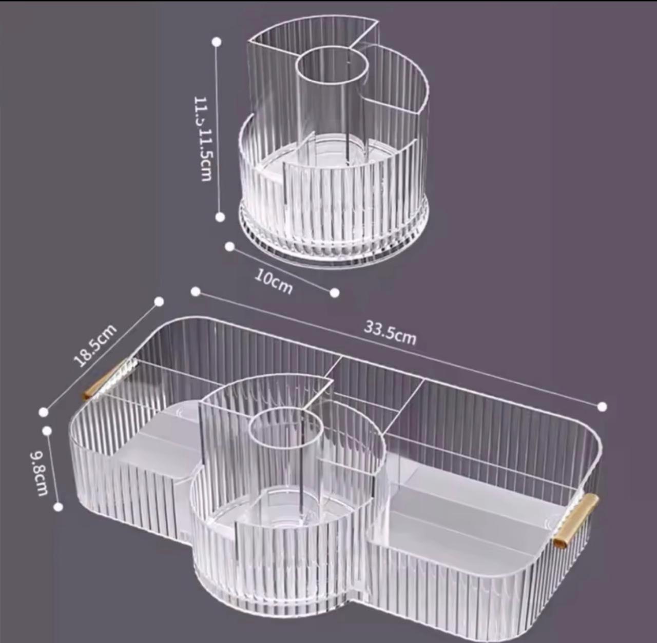 Luxury 360° Rotating Makeup Brush Holder Cosmetic Storage Box Vanity Makeup Organizer