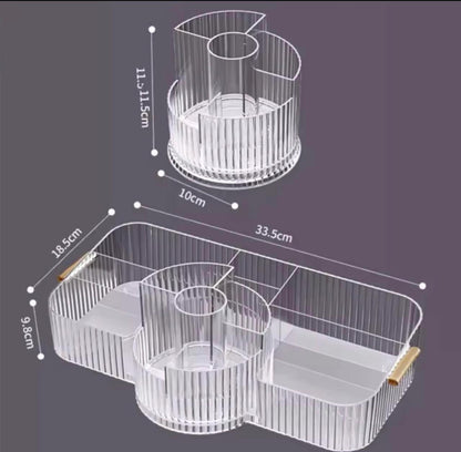 Luxury 360° Rotating Makeup Brush Holder Cosmetic Storage Box Vanity Makeup Organizer